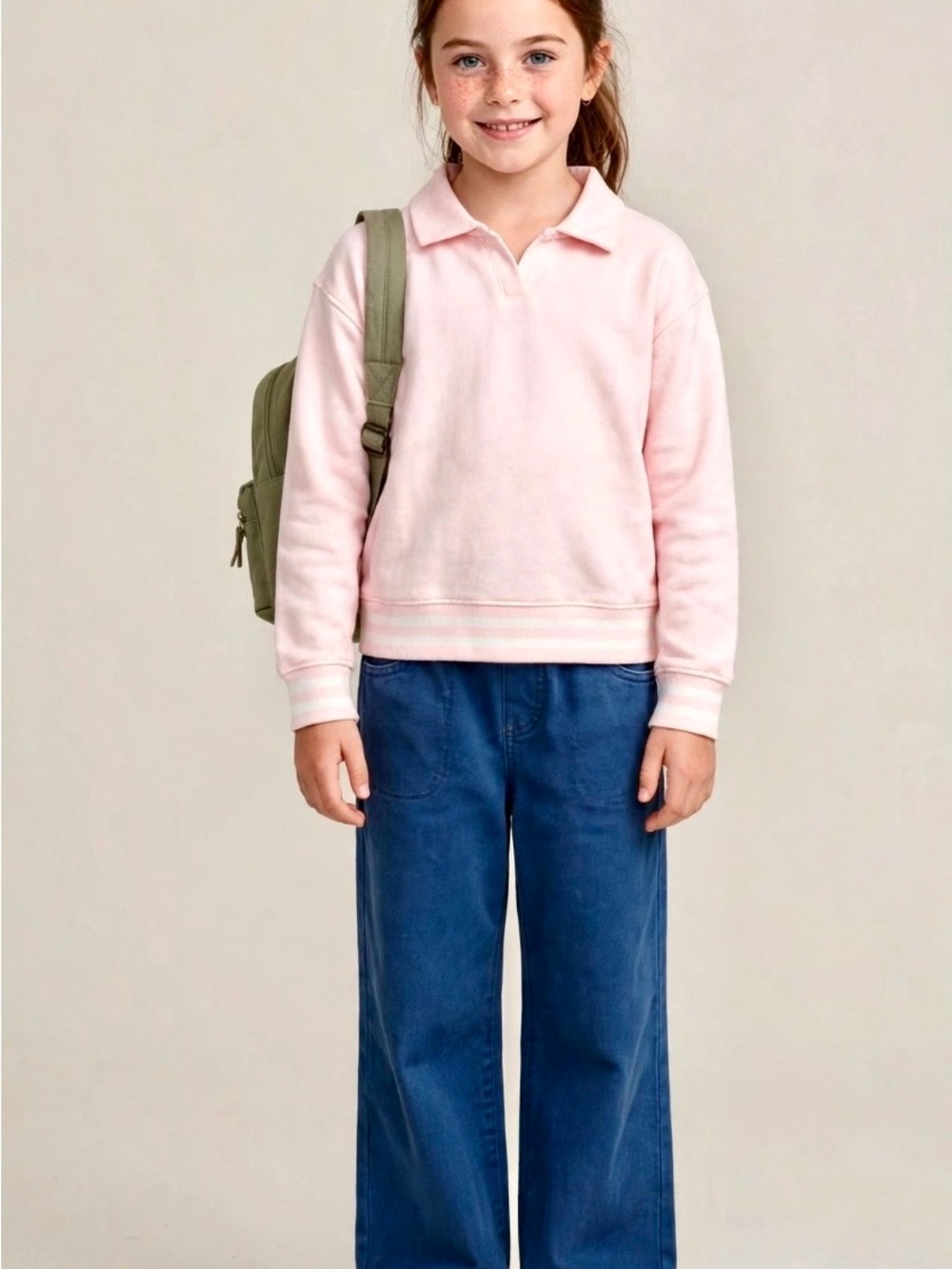 All in Motion Girls' French Terry Polo Sweatshirt - Soft Pink 14(XL) NWT